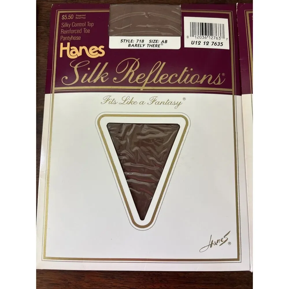 Hanes Silk Reflections Nylons Sheer Control Top 718 SIZE AB Barely There & Black
